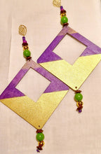 Load image into Gallery viewer, Handmade handpainted  Natural Wood Extra Large Giant Hoop Earrings 8 inch purple
