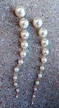 Load image into Gallery viewer, Extra long Handmade Faux Pearl  Pierced Earrings 5 in
