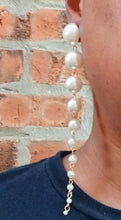 Load image into Gallery viewer, Extra long Handmade Faux Pearl  Pierced Earrings 5 in

