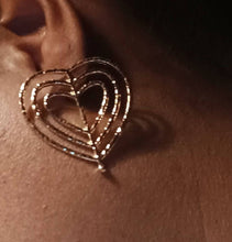 Load image into Gallery viewer, Large Hammered Metal Abstract Heart  Stud Earrings
