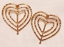 Load image into Gallery viewer, Large Hammered Metal Abstract Heart  Stud Earrings
