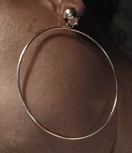 Load image into Gallery viewer, Large thin Gold Metal Hoop Clip On Earrings
