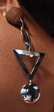 Load image into Gallery viewer, Handmade Minimalist Silver Metal dangle Earrings pierced ears
