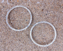 Load image into Gallery viewer, Minimalist Rhinestone Hoop Earrings pierced ears
