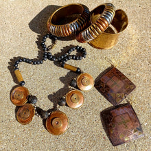 Load image into Gallery viewer, Vintage Brutalist Style Brass and Copper Necklace Set 5 piece set
