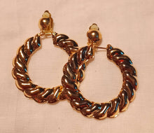 Load image into Gallery viewer, Gold Classic Clip On Large Bamboo Hoop Earrings Gold
