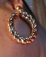 Load image into Gallery viewer, Gold Classic Clip On Large Bamboo Hoop Earrings Gold
