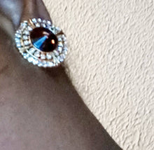 Load image into Gallery viewer, Brown topaz crystal and Rhinestone Stud Cluster Clip On Earrings
