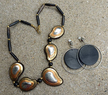 Load image into Gallery viewer, Vintage Bovine Bib Necklace &amp; Clip-On Earrings Set, Handmade Kenya
