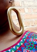 Load image into Gallery viewer, Giant Handmade Handpainted Hoop Earrings 6 inch gold
