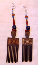 Load image into Gallery viewer, Handmade Afrocentric Afro Comb Wooden Earrings
