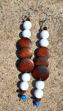 Load image into Gallery viewer, Handmade Chunky Natural wood dangle Earrings 5 inch
