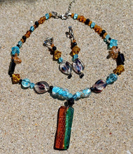 Load image into Gallery viewer, Hand Blown Glass Necklace and Clip On Earring Set
