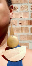Load image into Gallery viewer, Extra large statment Handmade Natural Wood Geometric Earrings pierced ears 7 in.
