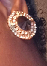 Load image into Gallery viewer, Brown topaz crystal and Rhinestone Stud Cluster Clip On Earrings

