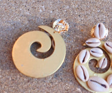 Load image into Gallery viewer, Handmade Cowrie Shell Hoop Earrings pierced ears

