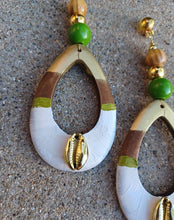 Load image into Gallery viewer, Abstract Handpainted Wooden Clip On Earrings, Chunky Statement Jewelry
