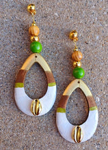 Load image into Gallery viewer, Abstract Handpainted Wooden Clip On Earrings, Chunky Statement Jewelry
