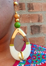 Load image into Gallery viewer, Abstract Handpainted Wooden Clip On Earrings, Chunky Statement Jewelry
