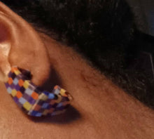 Load image into Gallery viewer, Small Abstract Pop Art Acrylic hoop Earrings (pierced ears)
