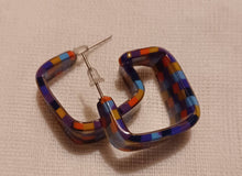 Load image into Gallery viewer, Small Abstract Pop Art Acrylic hoop Earrings (pierced ears)
