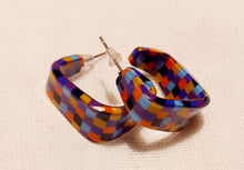 Load image into Gallery viewer, Small Abstract Pop Art Acrylic hoop Earrings (pierced ears)
