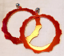 Load image into Gallery viewer, Extra large Mirrored Acrylic bamboo hoop Clip on Earrings 4 inch red
