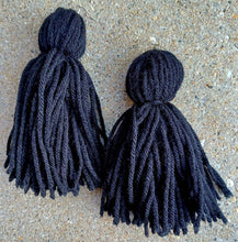 Load image into Gallery viewer, Extra Large Handmade Yarn Tassel Earrings black
