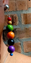 Load image into Gallery viewer, Handmade Wood bead Dangle Clip On Earrings 4 in
