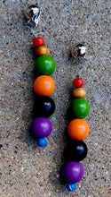 Load image into Gallery viewer, Handmade Wood bead Dangle Clip On Earrings 4 in
