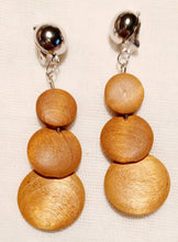 Load image into Gallery viewer, Small Minimalist wooden dangle Clip On Earrings
