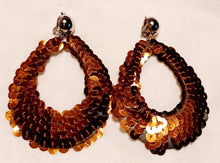 Load image into Gallery viewer, Handmade Sequin Hoop Clip On Earrings brown
