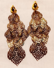 Load image into Gallery viewer, Gold Metal Fillagree Leaf Clip On Earrings gold
