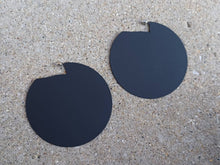 Load image into Gallery viewer, Minimalist Large Black Metal Disc Earrings pierced ears
