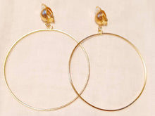 Load image into Gallery viewer, Large thin Gold Metal Hoop Clip On Earrings
