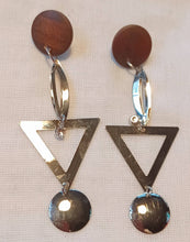 Load image into Gallery viewer, Handmade Minimalist Silver Metal dangle Earrings pierced ears
