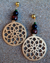 Load image into Gallery viewer, Handmade handpainted Natural Wood Boho Clip On Dangle Earrings
