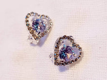 Load image into Gallery viewer, Crystal Heart Stud Clip On Earrings silver
