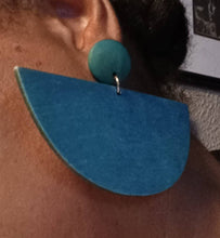 Load image into Gallery viewer, Handmade Natural Wood Geometric Earrings Minimalist (pierced ears) 4 inch
