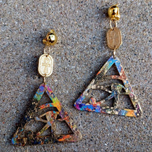 Load image into Gallery viewer, Clip on Egyptian Eye of Horus Wooden Earrings Handpainted
