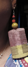 Load image into Gallery viewer, Handpainted Abstract Afro Comb Wooden Earrings
