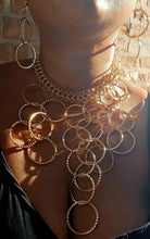 Load image into Gallery viewer, Gold Metal and wood Multi Hoop Clip On Earrings and Necklace Set
