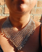 Load image into Gallery viewer, Handmade rhinestone Clip On Dangle Earrings and necklace set silver
