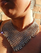 Load image into Gallery viewer, Handmade rhinestone Clip On Dangle Earrings and necklace set silver
