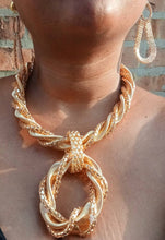 Load image into Gallery viewer, Chunky Gold Metal  Chain  Necklace and Clip On Earrings Set
