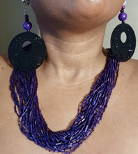 Load image into Gallery viewer, Vintage Handmade bamboo bead Necklace and custom Clip On Earrings Set
