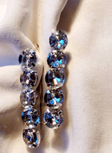 Load image into Gallery viewer, Rhinestone Hoop Dangle Earrings - Silver, Blingy, 3 Inch
