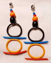Load image into Gallery viewer, Handmade Pop Art Rubber and Wood Clip On Earrings
