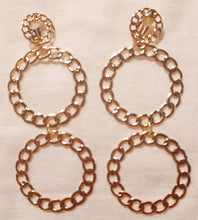 Load image into Gallery viewer, Handmade Gold Chain Hoop Clip On Earrings 4 inch
