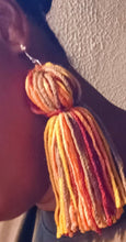 Load image into Gallery viewer, Clip on Extra Large Handmade Yarn Tassel Earrings multi color
